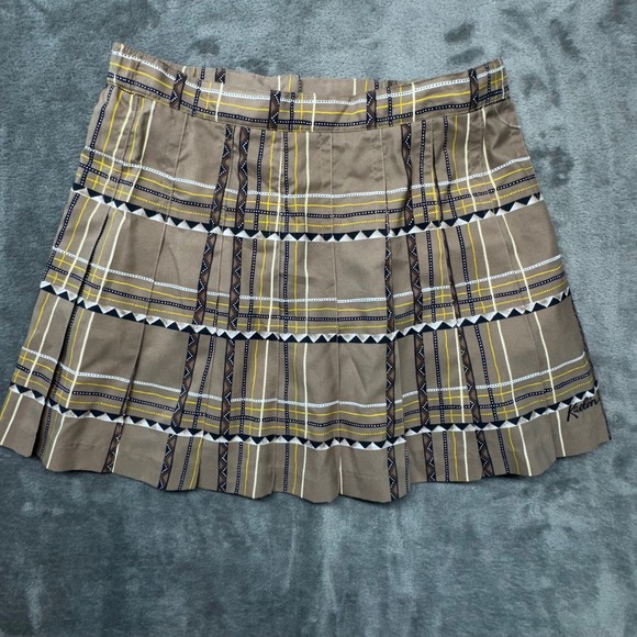 Kaelin Brown Plaid Pleated Mini Skirt Retro Schoolgirl Style‎ Size 8 - Picture 2 of 5